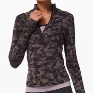 Lululemon Run Briskly 1/2 Zip Heritage Camo Jacquard Grey Camo Size 4 EUC